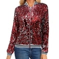 thumbnail image 1 of WRKEKC Blazer à Paillettes pour Femme Arrivée Automne Hiver Décontracté Mode Manches Longues Sans Capuche Manteau pour Sortie Nocturne Ou Fête du Soir Rouge P, 1 of 5