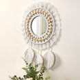 thumbnail image 2 of Espejo colgante de pared con flecos, espejo decorativo redondo montado en la pared, colgante de plumas, adorno artístico para apartamento, hogar, dormitorio, sala de estar Vhermosa WMJ-1083, 2 of 7