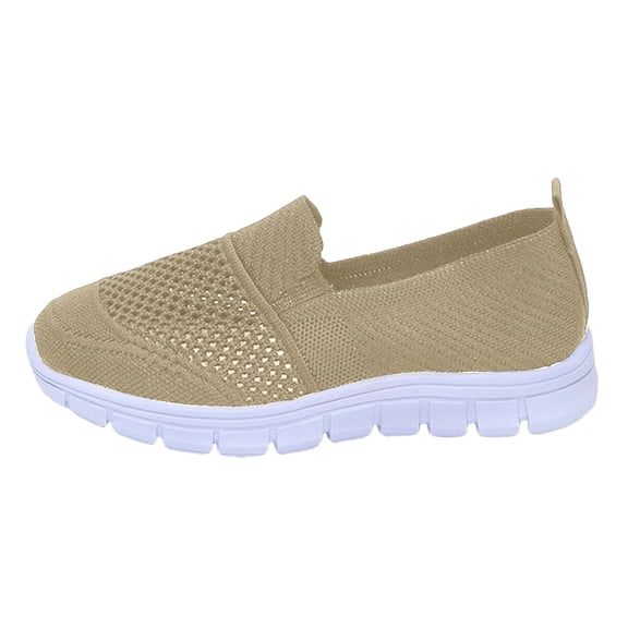 AUDeals Womens Orthopedic Walking Shoes Slip On Diabetic Shoes Arch Support Air Cushion Lightweight Platform Trainers Casual Sneaker (Beige, 8.5)