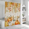 thumbnail image 6 of Orange Fall Shower Curtain, Waterproof Shower Curtains for Bathroom, Thanksgiving Pumpkins Weeping Maple Leaf Washable Fabric Bathtub Curtain Set Bath Decor with 12 Hooks 72"x78", 6 of 8