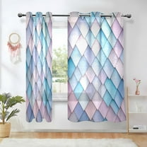 Yayeee Window Curtains Set of 2 for Living Room Light Filtering 63"x42", Purple Art Pattern