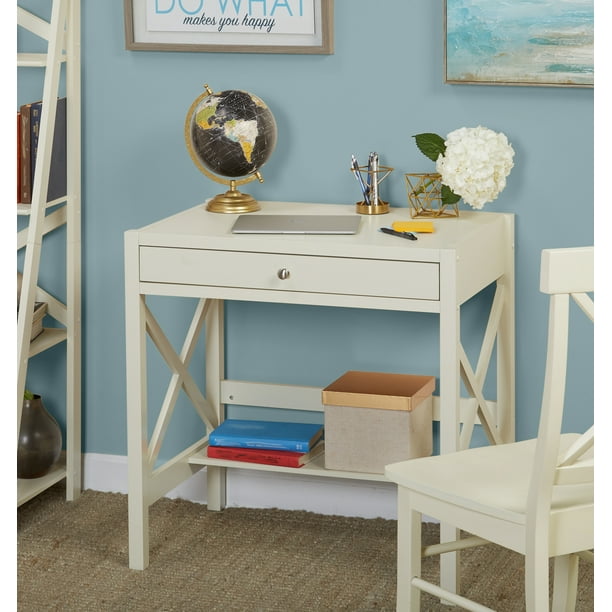 X Desk With Pullout Drawer And Shelf Multiple Colors Walmart