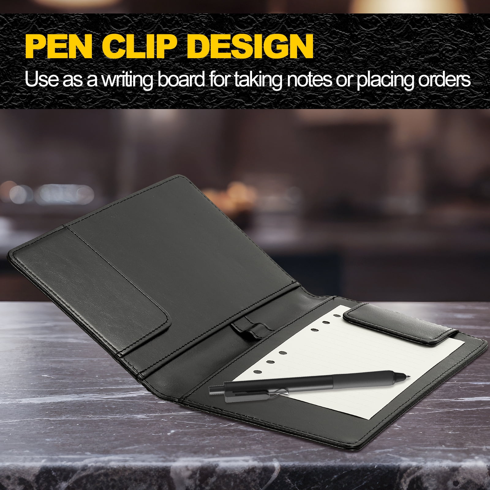 Uxcell Restaurant Check Presenters, 20Pcs Guest Check Holder with Pocket Leather Server Books for Waitress, Black