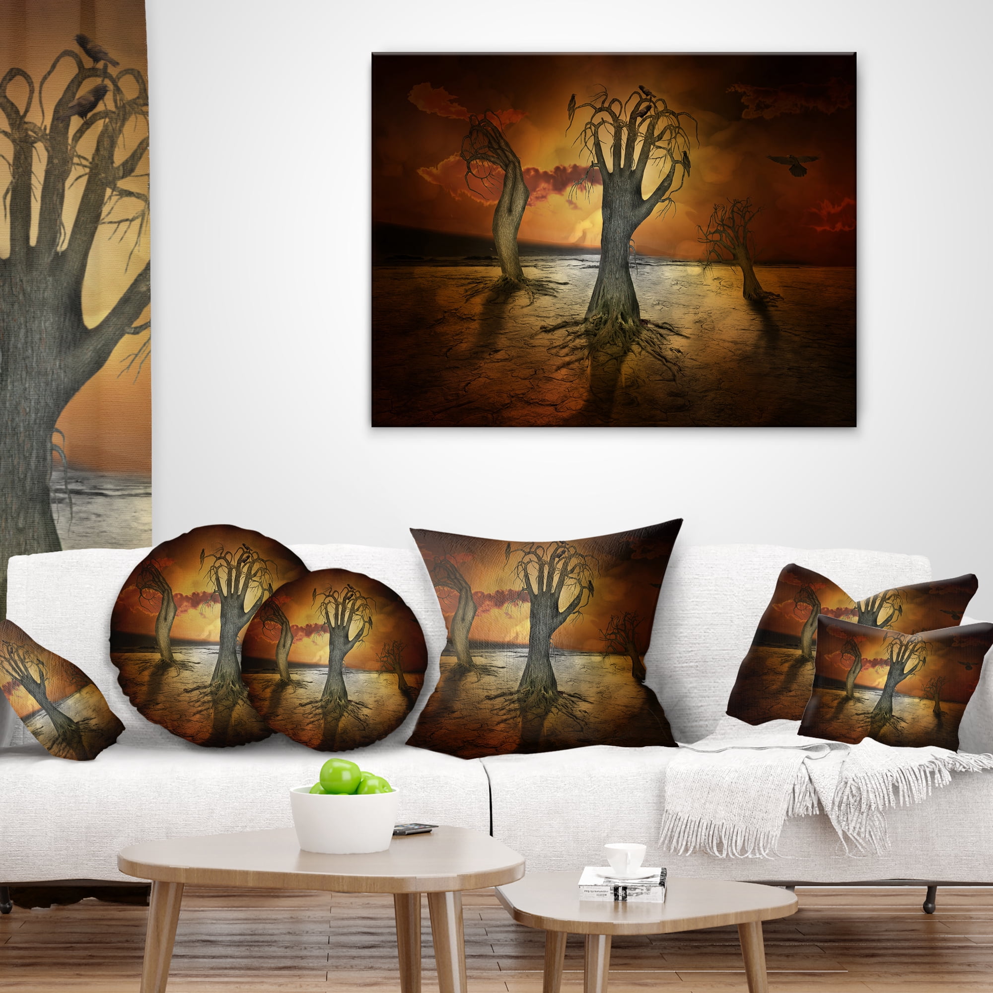 Designart Storage Trees - Abstract Throw Pillow - 12x20