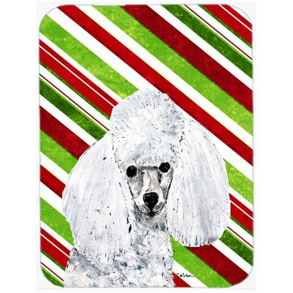White Toy Poodle Candy Cane Christmas Mouse Pad, Hot Pad Or Trivet, 7.75 x 9.25 In.