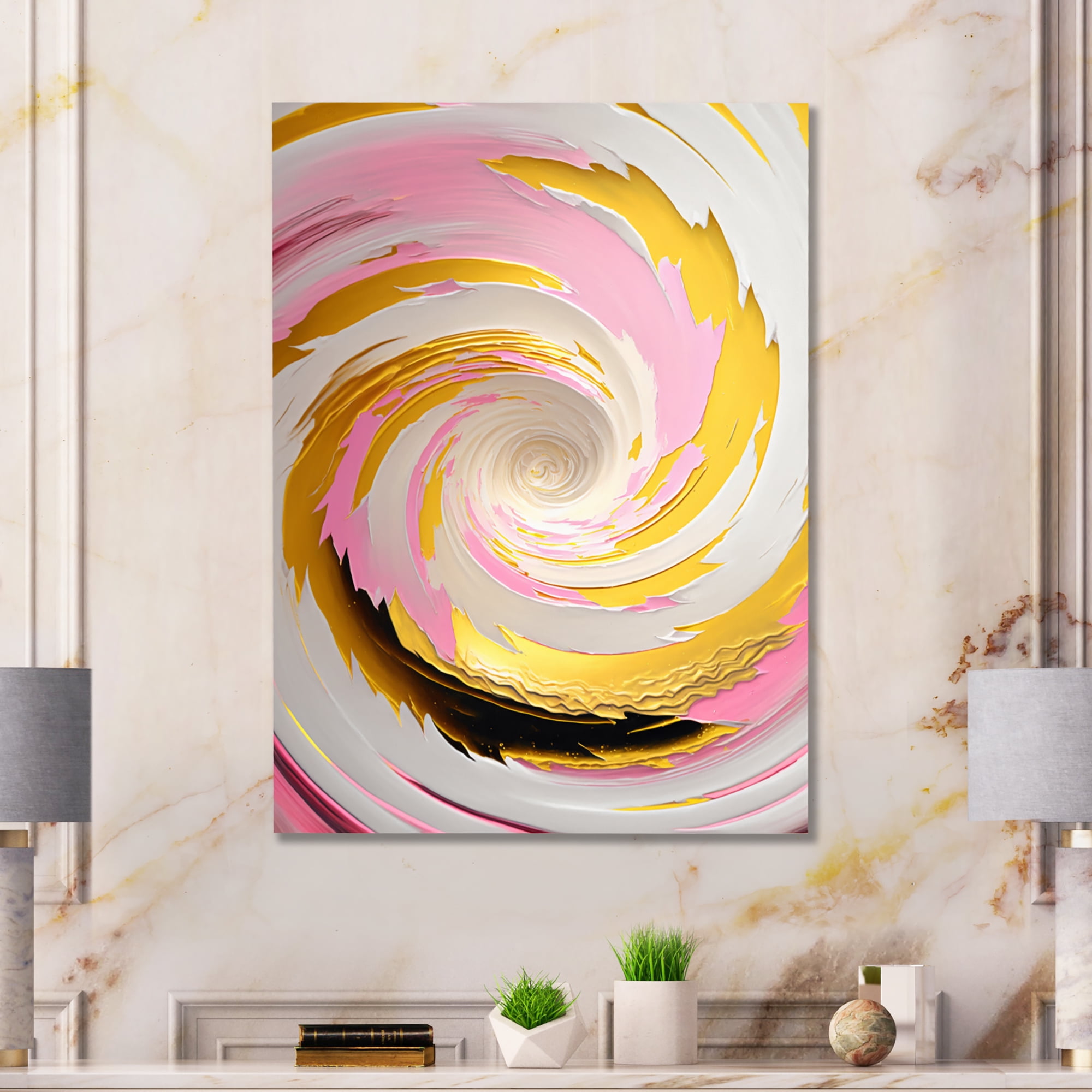Designart Pink Watercolor Circular Abstract II Canvas Wall Art