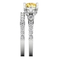 thumbnail image 3 of 3.06 ct Brilliant Round Cut Yellow Zircon 14k White Gold Solitaire with Accents Engagement Bridal Wedding Ring Band Set size 6, 3 of 7