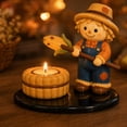 thumbnail image 3 of BingTong Fall Harvest Tealight Candle Holder, Resin Mummy & Scarecrow Figurine with Roasting Corn Marshmallow Stick, Mini Bonfire Base Halloween Thanksgiving Desktop Decor Ornament, 3 of 6