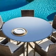 thumbnail image 6 of Blue Ombre Round Tablecloth, Fitted Table Cover with Elastic for 55"-60" Round Tables, Modern Minimalist Gradient Aesthetic Table Cloth Outdoor Indoor Dinning Party Waterproof Tablecloths, 6 of 7