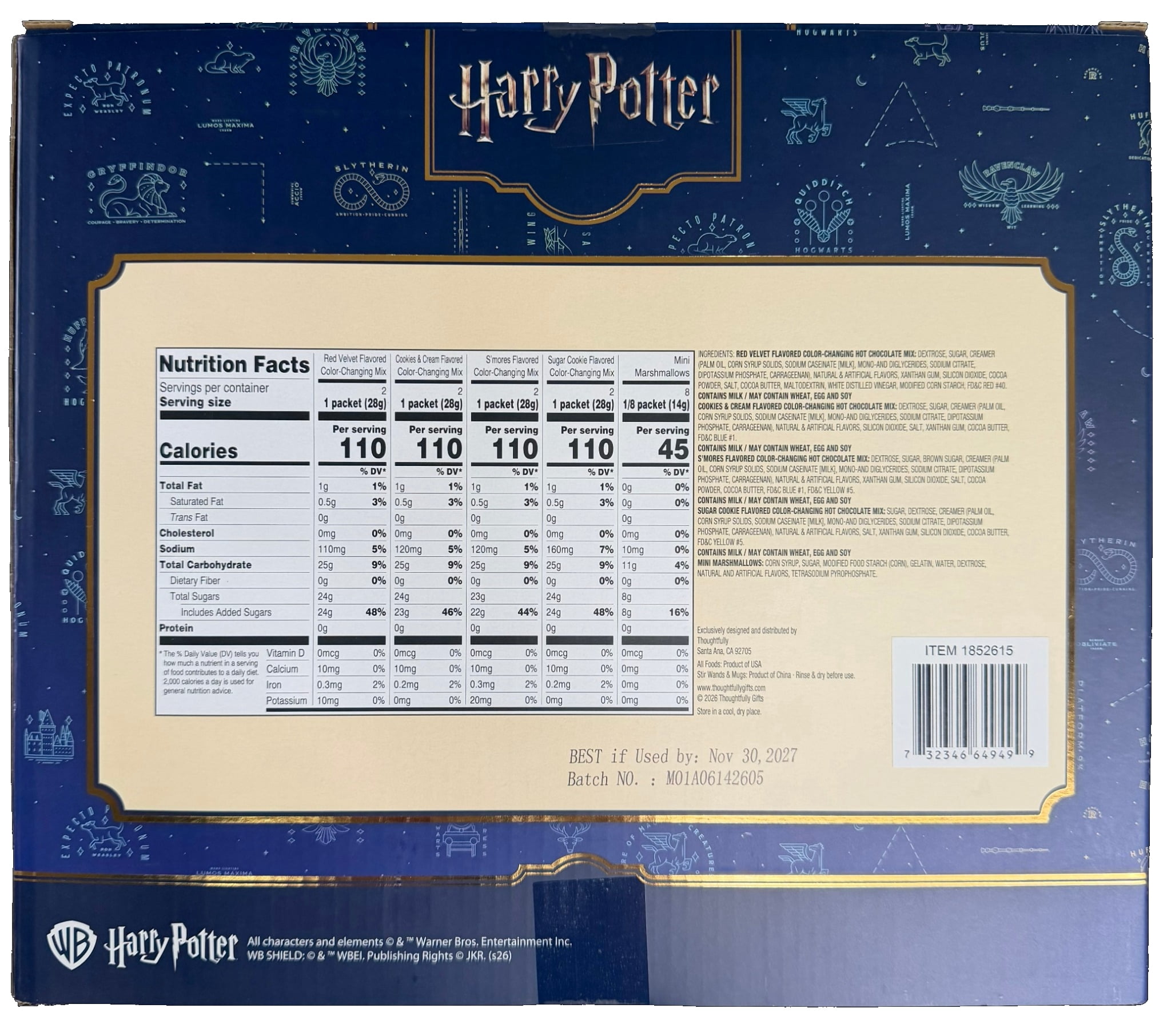 Harry Potter Color Changing Hot Cocoa Holiday Gift Set, 8 Colors with Mini Marshmallows - Hogwarts 2026