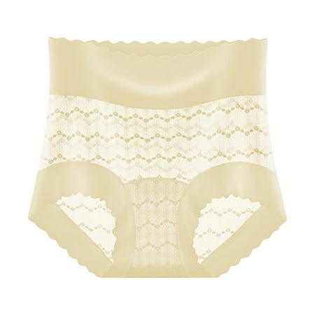Ohufall Women s Briefs Underwear Sexy Solid Color Lace High Waist Tummy Control Briefs Light Breathable Shapewear Panty