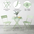thumbnail image 3 of 2-Person Square Folding Bistro Table Set, Powder-Coated Steel Frame, Lemon Green Space-Saving Design with Compact Seating for Balcony Deck Porch Garden, 3 of 5