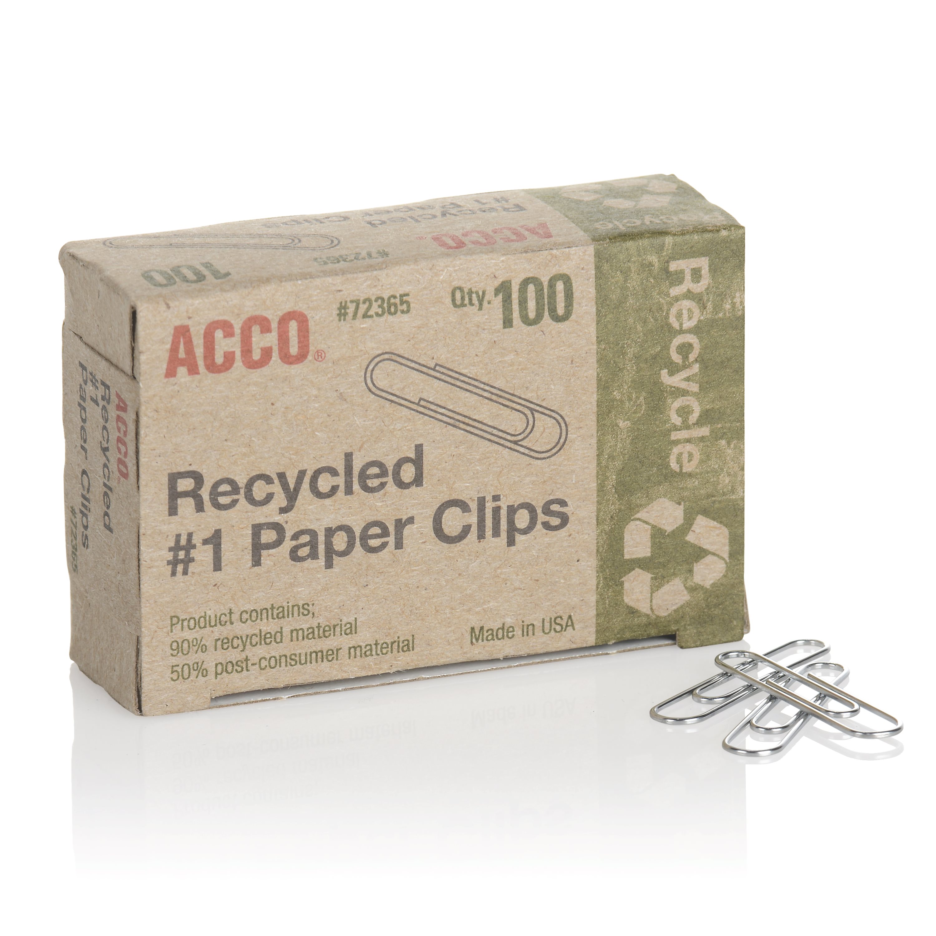 Recycled Paper Clips, Medium (no. 1), Silver, 100/box, 10 Boxes/pack | Bundle of 5 Packs