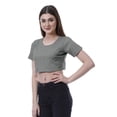 thumbnail image 3 of Moomaya Womens Round Neck Crop Top Short Sleeves Summer T-shirt Loose Fit Tops, 3 of 7