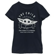 Girl's Star Wars: The Mandalorian The Child Force Is Strong Graphic Tee Navy Blue X Small