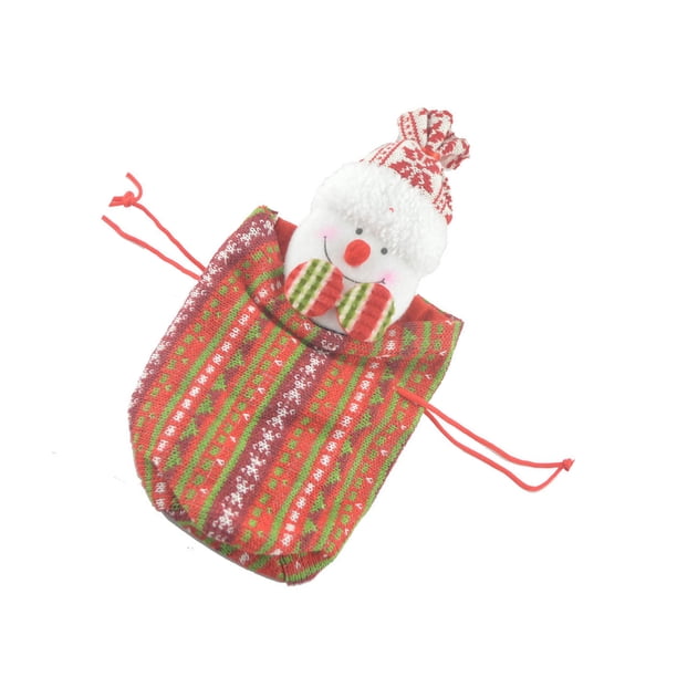 Calcetines de Navidad, bolsa de regalo, colgante de árbol, artesanía, accesorios multiusos para el hogar, adorno, contenedor de dulces, Kits de decoración para fiestas Forma de muñeco de nieve Bearachild HA068775-03