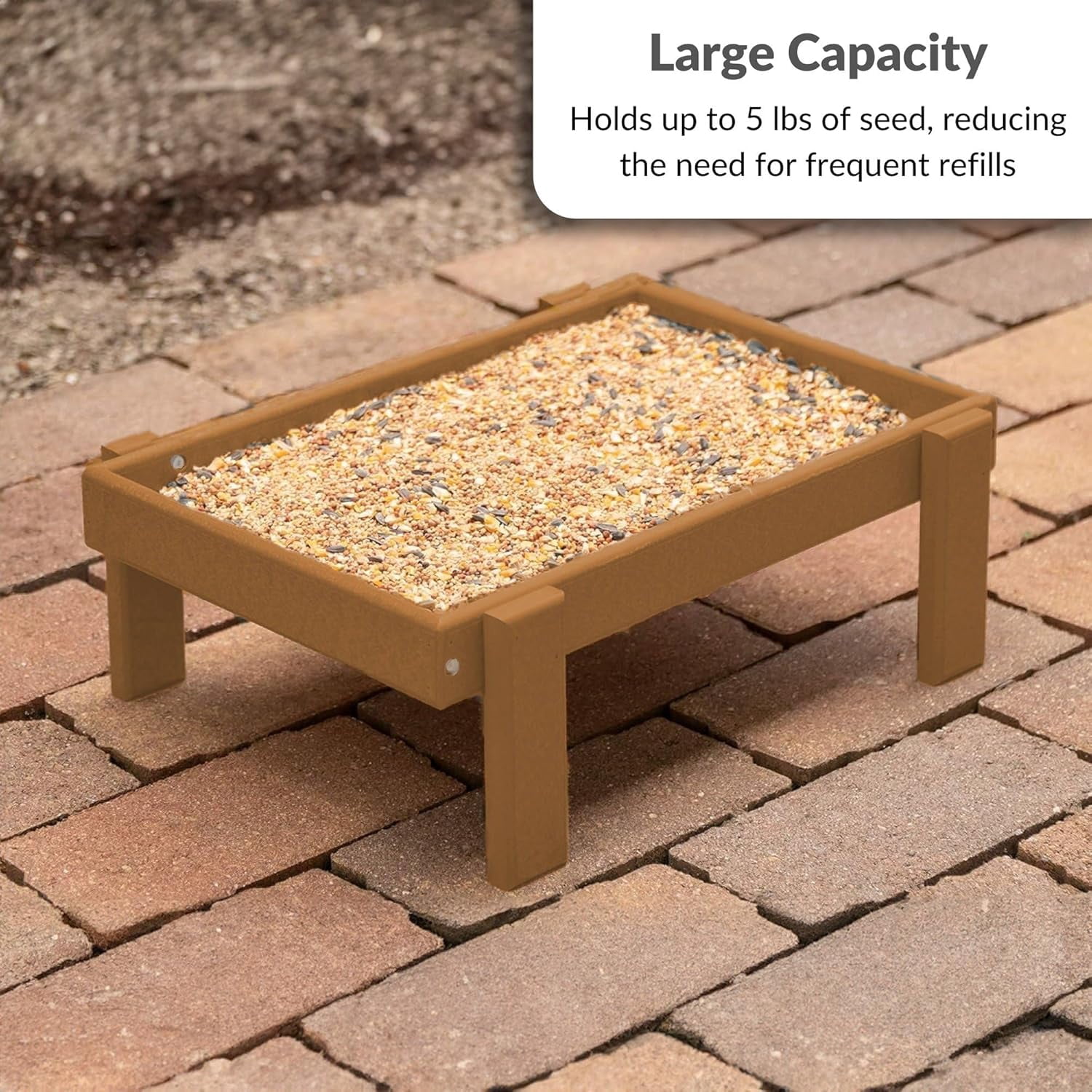 DutchCrafters Amish American Made Platform Bird Feeder, Free Standing Ground Bird Feeders for Outdoors, with Raised Seed Tray for Wild Birds, Chicken, Squirrel, Gift for Birdwatchers (Cedar)