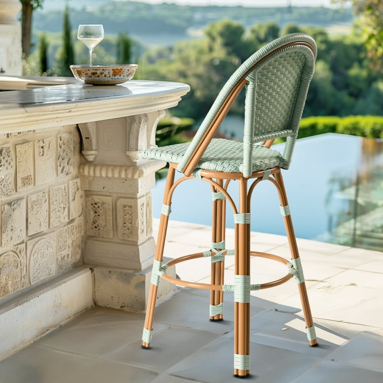 YOEEMZ 30-inch French Wicker Bar Stools Armless, High Top Outdoor