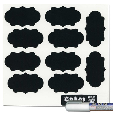 Cohas Small Vintage Scalloped Chalkboard Labels, Fine Tip White Marker, 30 Elizabeth Labels