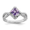 thumbnail image 3 of 925 Sterling Silver Rhodium-plated Diamond and Amethyst Ring Size 7, 3 of 6