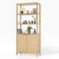 thumbnail image 2 of UBesGoo 71“ Tall Wood Bookcase, 6-Tier Standard Fluted Bookshelf with Storage Cabinet for Living Room Office, Oak, 2 of 15
