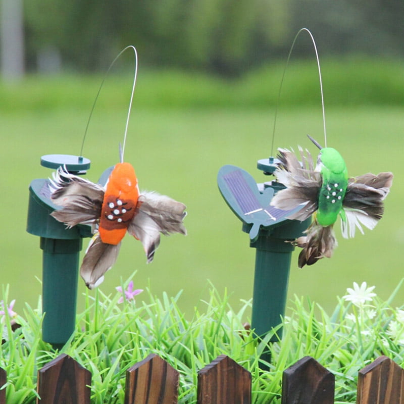 Solar Battery Powered Flying Wobble Fluttering Bird Garden Yard Plants ...