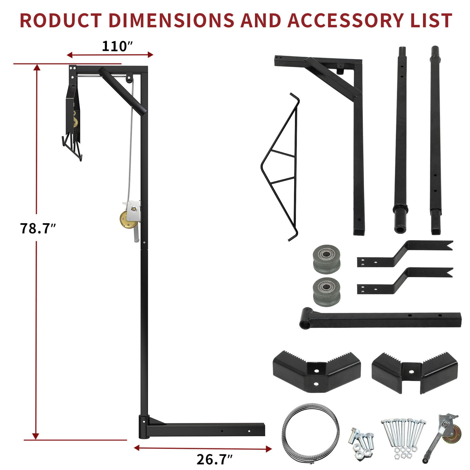 RVNI 2 in Truck Hitch Deer Hoist with Winch Lift Gambrel Set 500 LBS Game Lifting