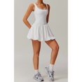 thumbnail image 3 of Womens Bubble Tennis Dress Squre Neck Sleeveless Workout Golf Athletic Dresses Build in Shorts with Pockets White M, 3 of 7