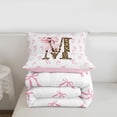 thumbnail image 5 of Erosebridal Initial Alphabet M Twin Comforter Sets,Princess Bowknot Wild Cheetah Pattern Bedding Set For Bowtie Girls, Reversible 2pcs, 5 of 7