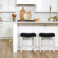 thumbnail image 2 of Polytrends Jameson Upholstered Polyester Antique White 24 Inch Counter Stool (Set Of 2) Antique White/Black Wood Rubberwood Footrest Leather Glam, 2 of 5