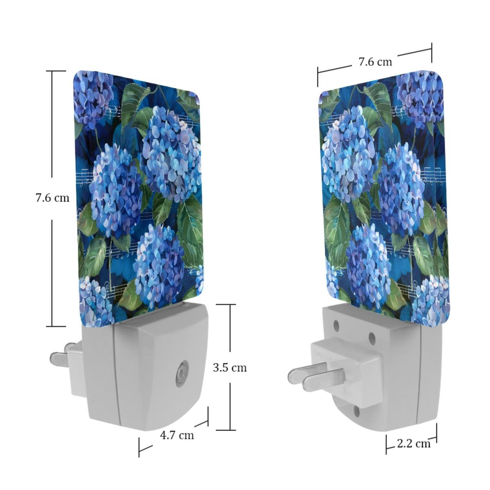 PhooArto Music Hydrangeas Pattern Plug in LED Night Light Auto Sensor Dusk to Dawn Decorative Night for Bedroom, Bathroom, Kitchen, Hallway, Stairs, Baby's Room, Energy Saving