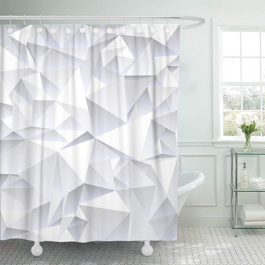 KSADK Gray Geometric Grey Crumpled Abstract Origami Cubism White