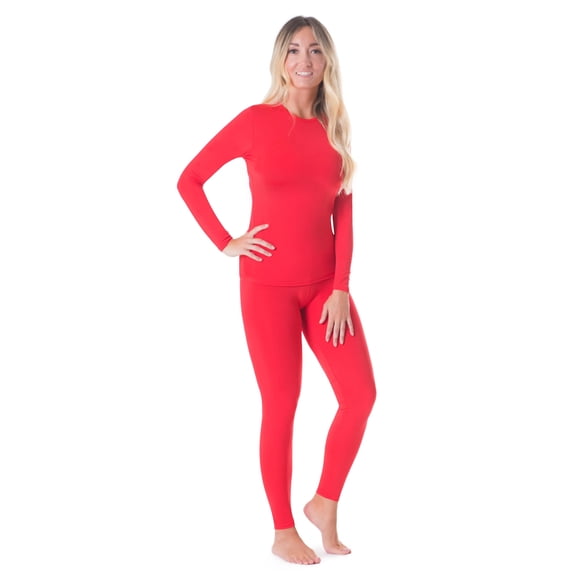 Rocky Women Thermal Top and Bottom Warmer Cold Weather Underwear Set, Red XL