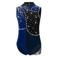 thumbnail image 2 of iixpin Girls Gymnastics Dance Leotard Athletic Bodysuit Tassel Figure Skating Stage Performance Jumpsuit Navy Blue 14, 2 of 6