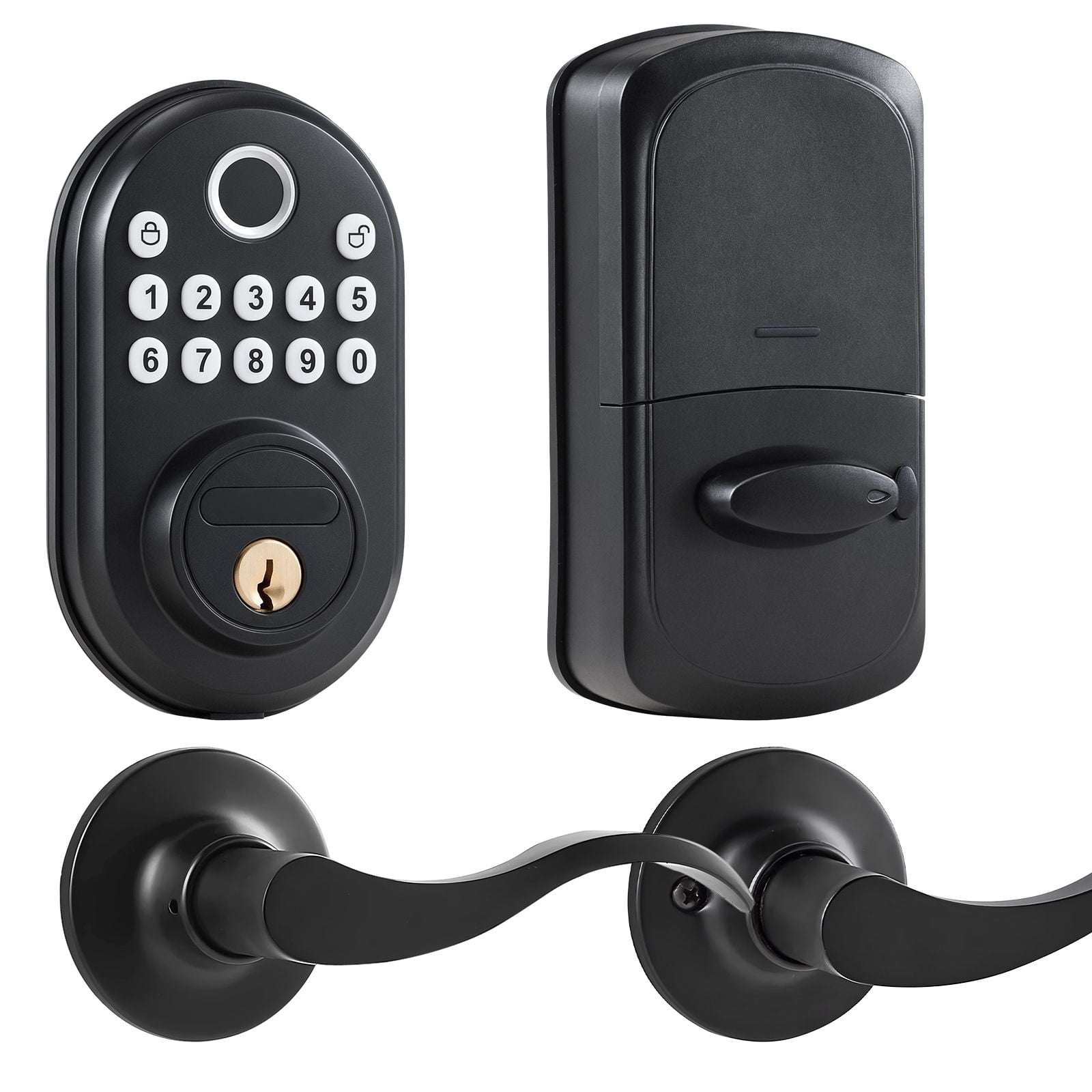 Fingerprint Door Lock with Handles 50 Fingerprints 100 Passcodes Auto-Lock 5-69s One-Time Code Waterproof for Home Office