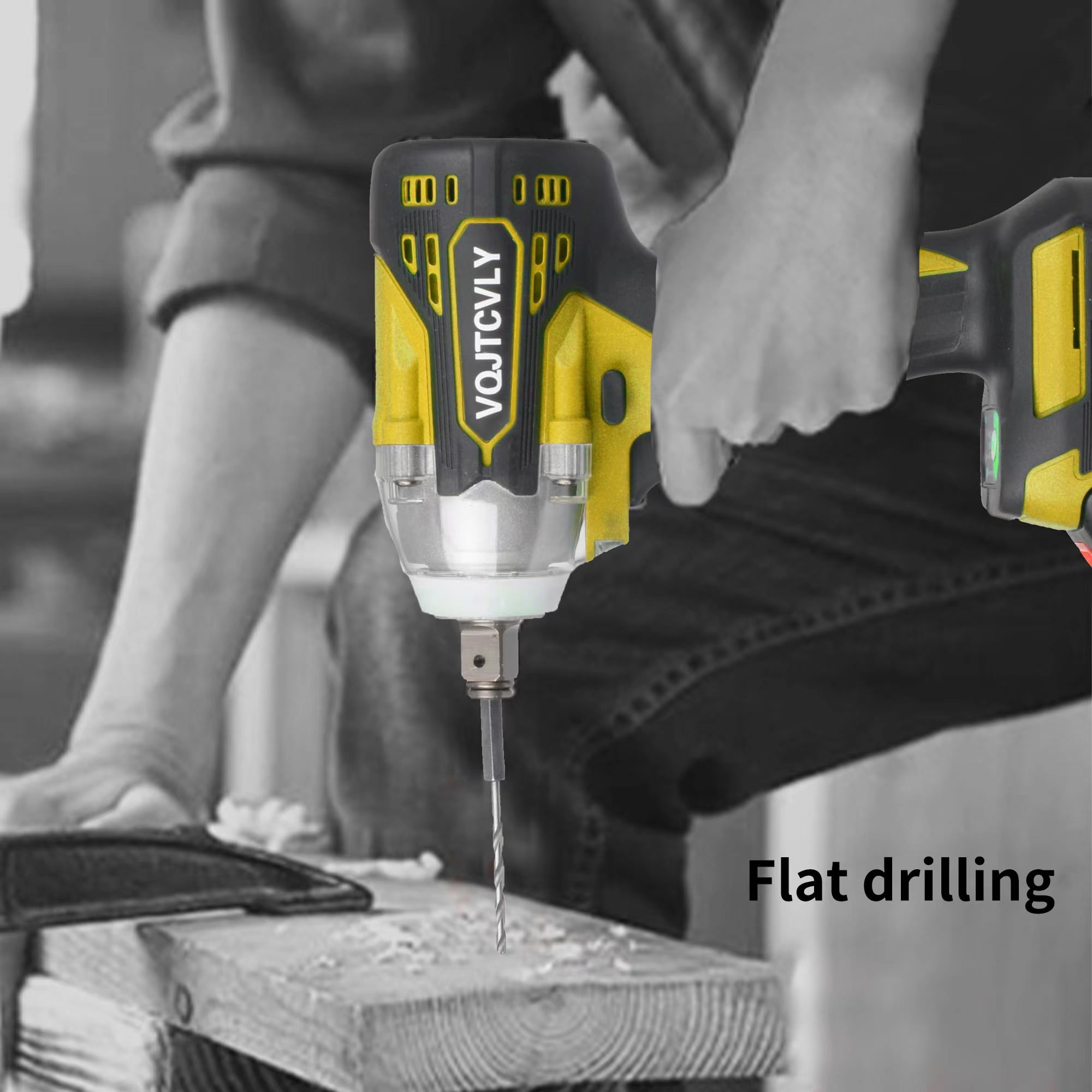 VQJTCVLY  Brushless impact driver, 21V Cordless impact wrench 1/2 Inch, 2 × 4.0Ah impact drill tool set, 5 Sockets, 7 Drill, 6 Screws for Car Home Truck Mower Father Dad Husband, Yellow