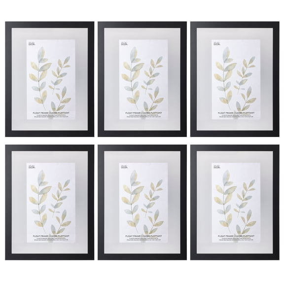 Studio Decor 18" x 24" Black Float Picture Frame - Pre-attached Hanging Hardware, Horizontal or Vertical - MDF, Bulk 6 Pack
