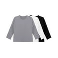 thumbnail image 3 of Grblisyd 3 Pack Girls Long Sleeve Shirts Fall Trendy Plain Shirts Size 10-12 Kids Crewneck Tshirts Cute Girls Tops Teen Girls Clothes ,Gray-White-Black 8-9Y, 3 of 6