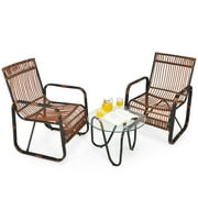 Costway 3-Piece PE Rattan Patio Furniture Set, Brown