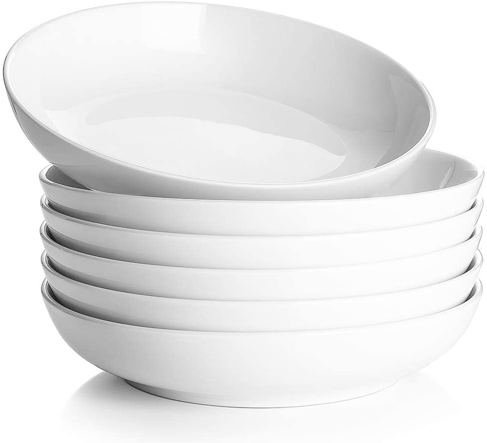 Large Porcelain Soup Bowls Gray FE Pasta Bowls 40 oz Ceramic Serving Bowls Set of 6 Microwave & Dishwasher Safe 