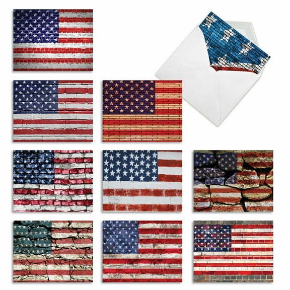 Pack of 10 All Occasion Blank Note Cards with Envelopes (4 x 5.12 Inch) - FLAG DAY M2013