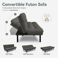 thumbnail image 3 of Vyfipt Convertible Futon Sofa Bed, Grey Linen Futon Couch with Adjustable Backrest & Armrests, Folding Small Recliner Sleeper Sofa Bed for Living Room, Apartment, Office, 3 of 9
