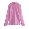 thumbnail image 5 of Kaemgyyd Long Sleeve Shirts for Women Satin Silk Casual Deep V Neck Tie Front Tops Solid Trendy Loose Going out Blouses, 5 of 5