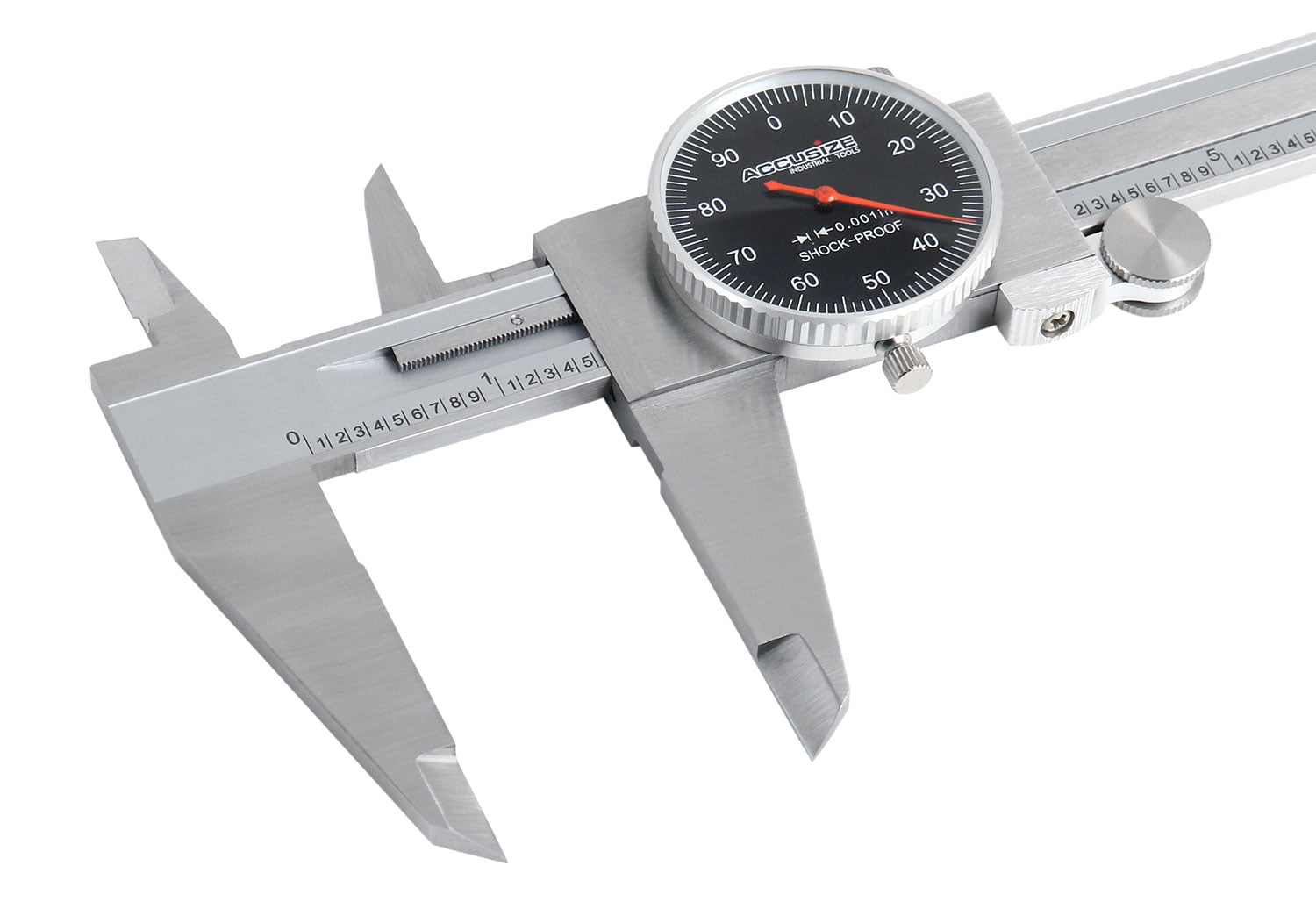 Accusize 0-12'' by 0.001'' Black Face, Red Needle, Dial Caliper Stainless Steel in Fitted Box, P920-B212