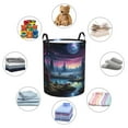 thumbnail image 4 of Balery Fantasy Landscape Starry Night Cesta de ropa redonda con asas, impermeable, independiente, para ropa, juguetes, dormitorio y familia-Small, 4 of 6