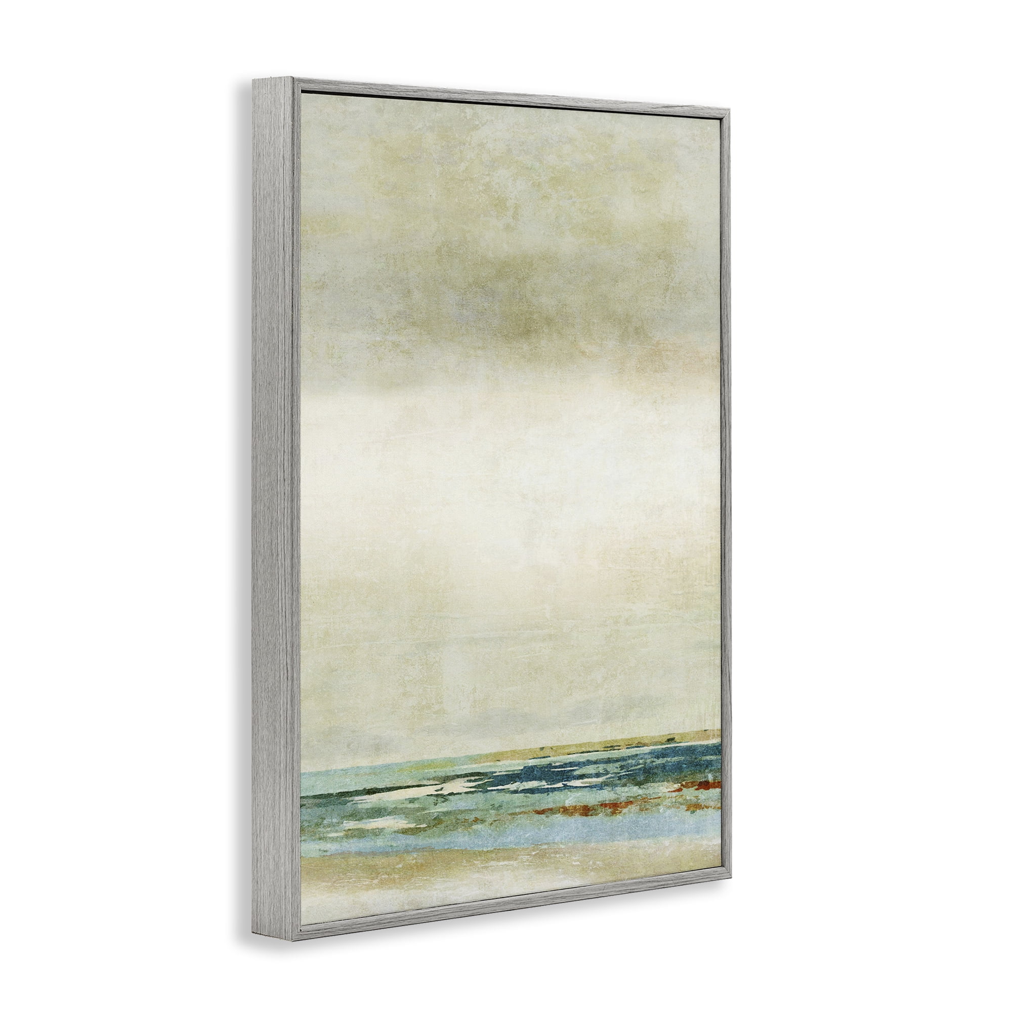 Stupell Industries Neutral Beige Beach Abstraction Abstract Painting Gray Framed Art Print Wall Art, 16 x 24