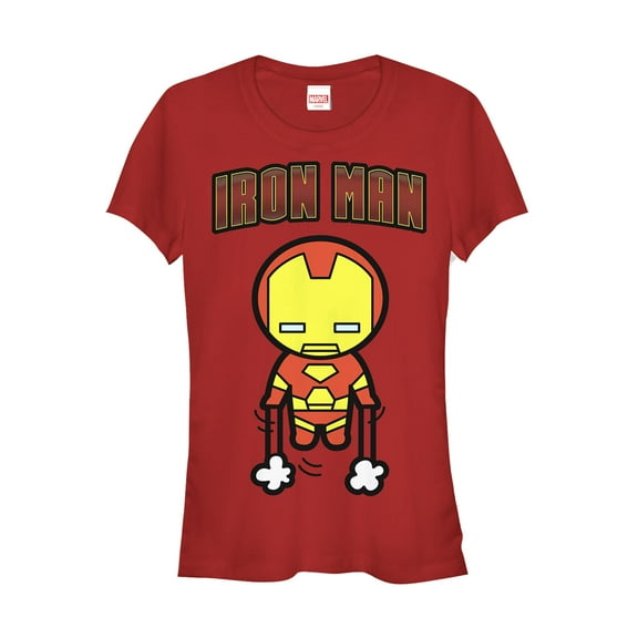 Junior's Marvel Cartoon Kawaii Iron Man Flight  Graphic Tee Red Small