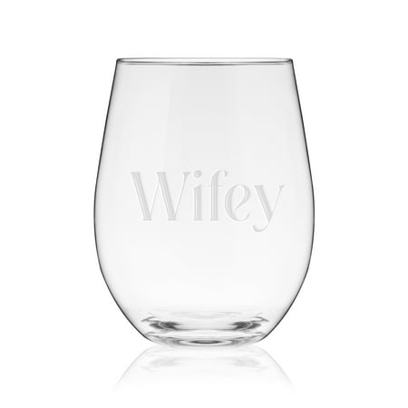 

Wifey Serif Stemless Wine Glass