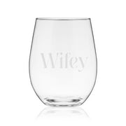 Wifey Serif Stemless Wine Glass 17.oz