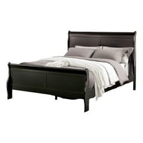 Ryla Full Size Bed- Sleigh Panel Headboard and Footboard- Black Solid Wood
